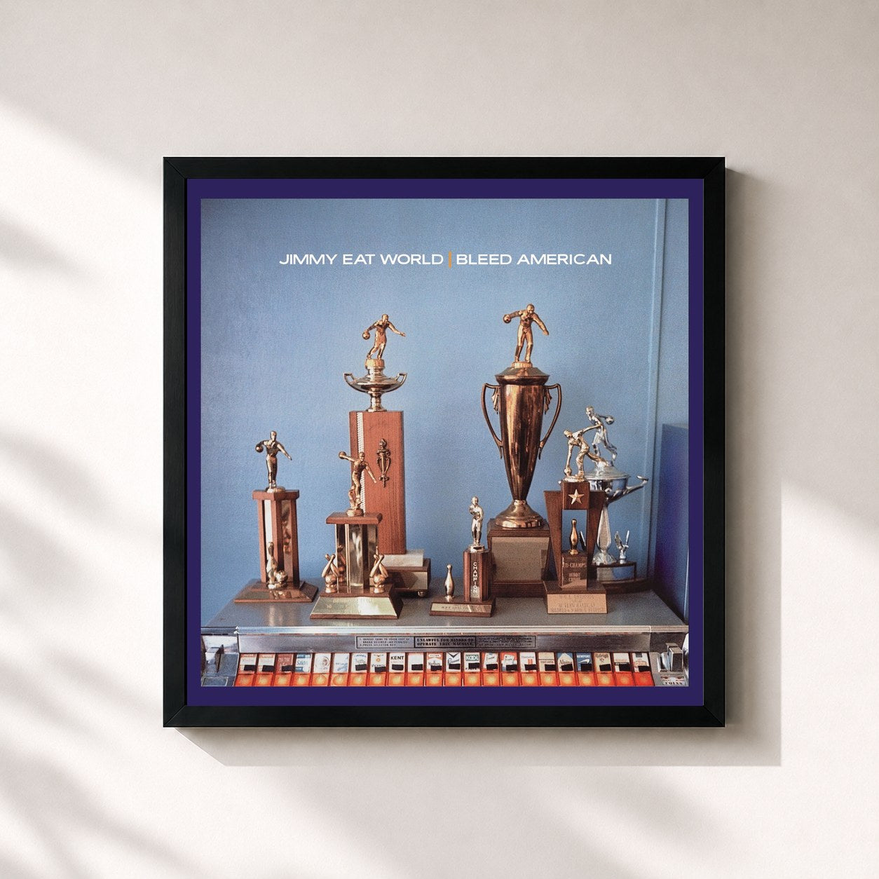 #noir Tableau carré de l'album Bleed American (Deluxe Edition) de Jimmy Eat World, cadre noir 32x32 cm