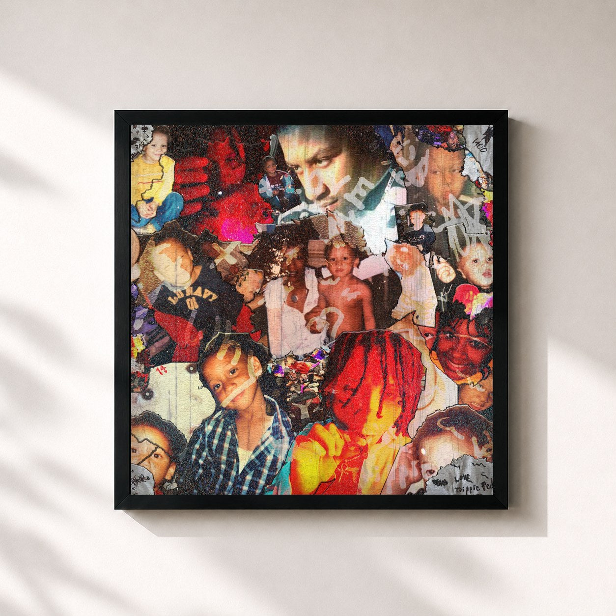 #noir Tableau carré de l'album A Love Letter To You 2 de Trippie Redd, cadre noir 32x32 cm
