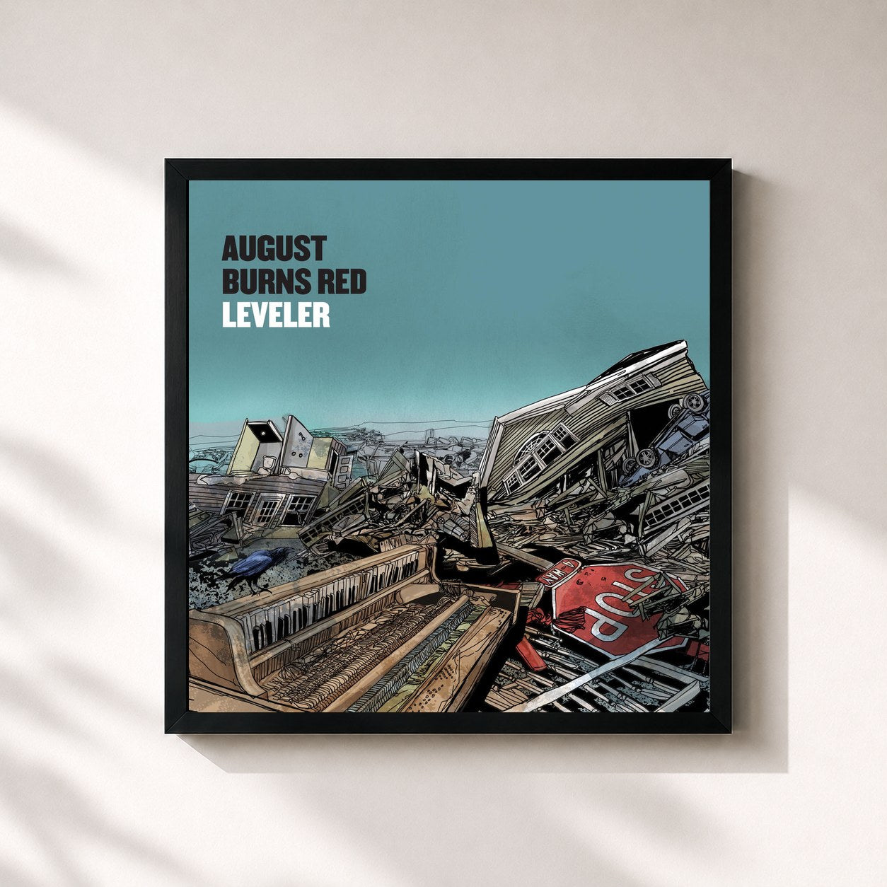 #noir Tableau carré de l'album Leveler: 10th Anniversary Edition de August Burns Red, cadre noir 32x32 cm