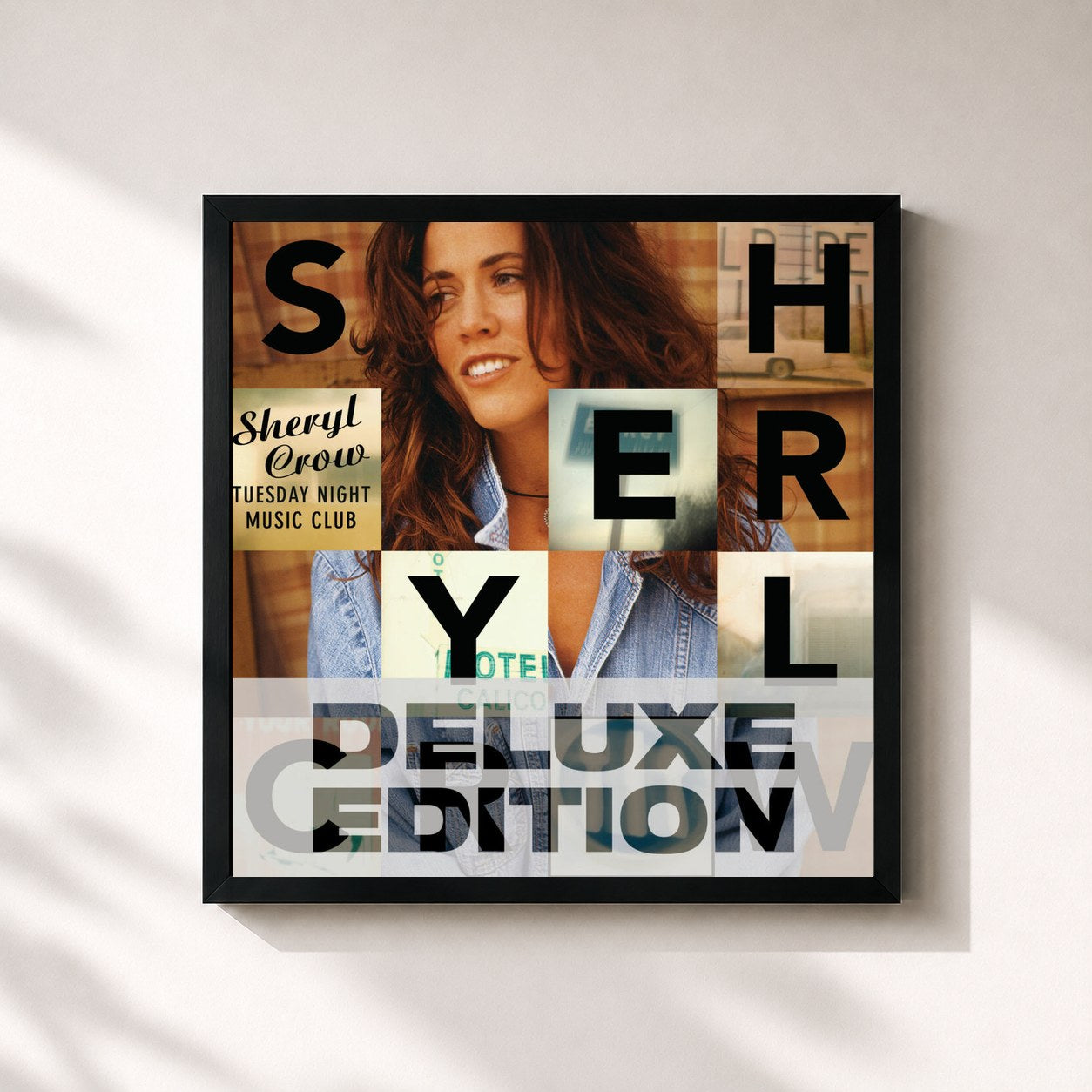 #noir Tableau carré de l'album Tuesday Night Music Club (Deluxe Edition) de Sheryl Crow, cadre noir 32x32 cm