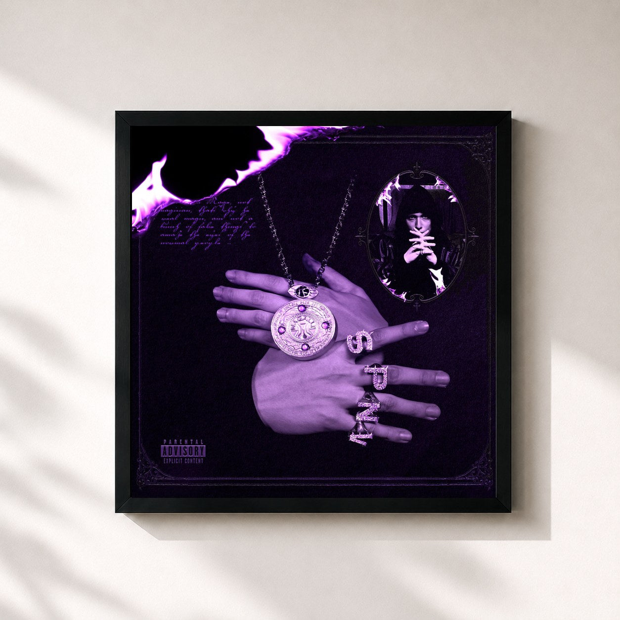#noir Tableau carré de l'album MAGIC SHOW (INSTRUMENTAL) de Nagalli, cadre noir 32x32 cm