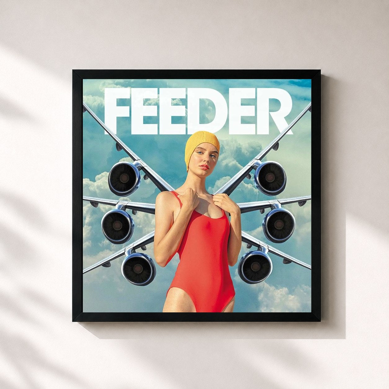 #noir Tableau carré de l'album Torpedo de Feeder, cadre noir 32x32 cm