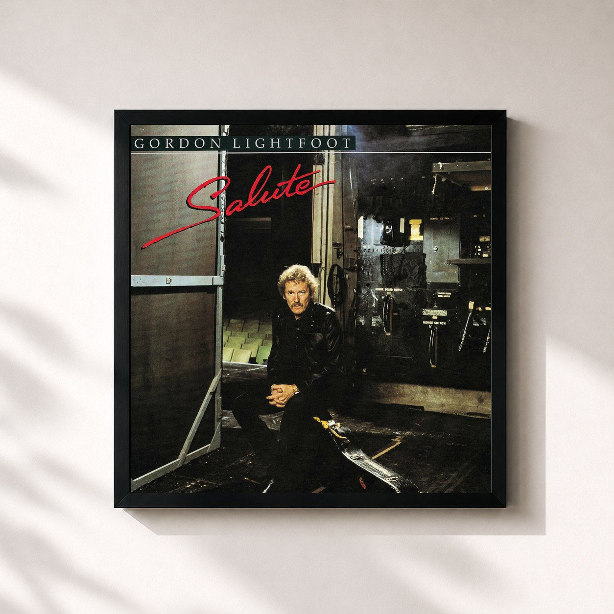 #noir Tableau carré de l'album Salute de Gordon Lightfoot, cadre noir 32x32 cm