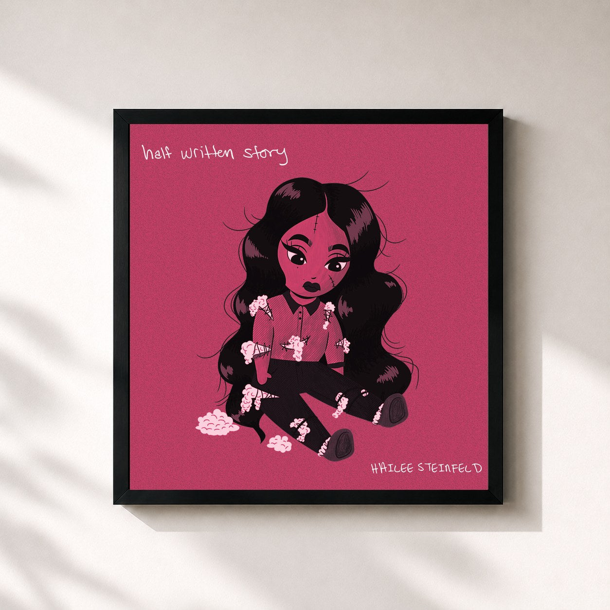 #noir Tableau carré de l'album Half Written Story de Hailee Steinfeld, cadre noir 32x32 cm