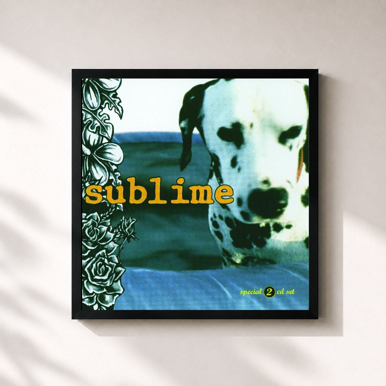 #noir Tableau carré de l'album Sublime de Sublime, cadre noir 32x32 cm