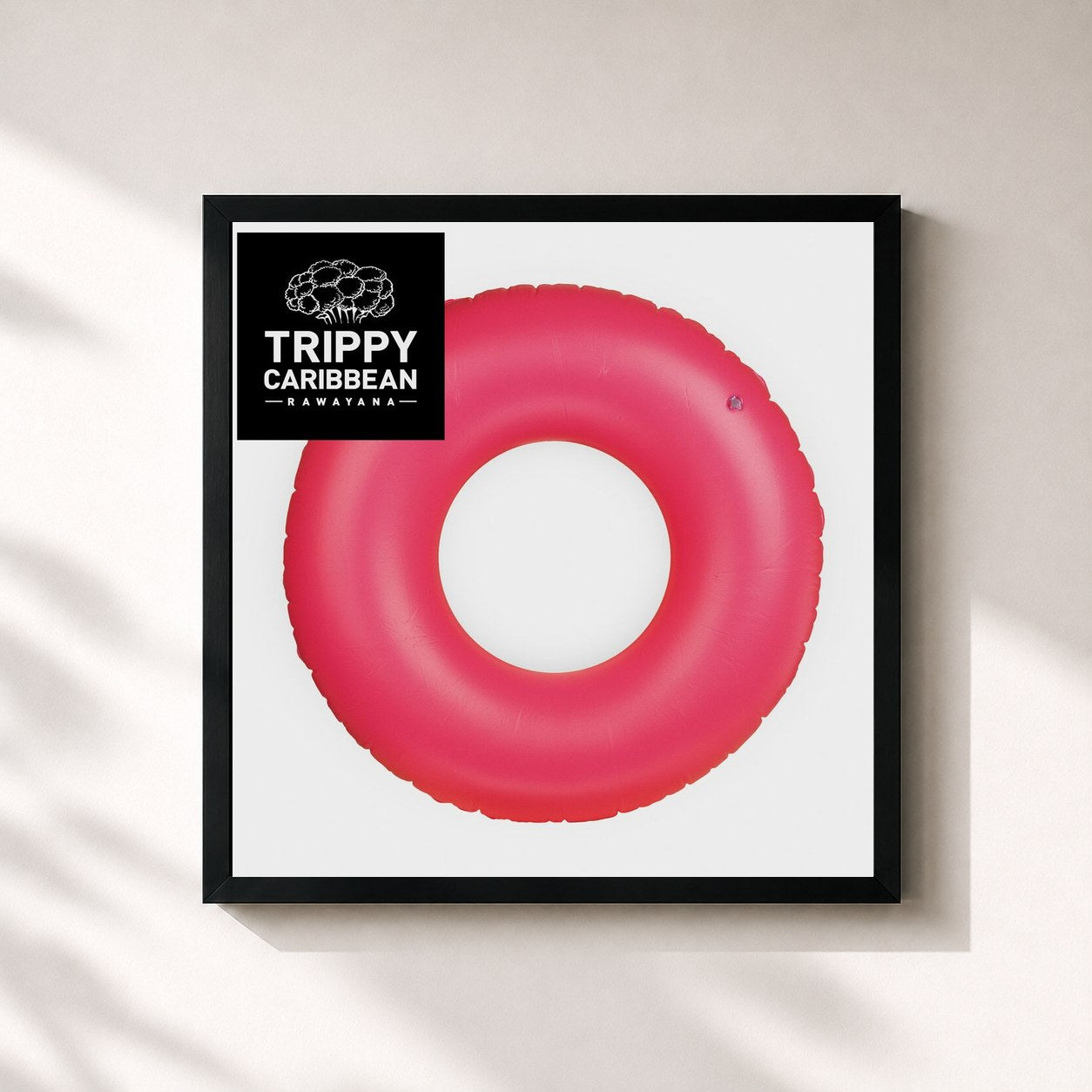 #noir Tableau carré de l'album Trippy Caribbean de Rawayana, cadre noir 32x32 cm