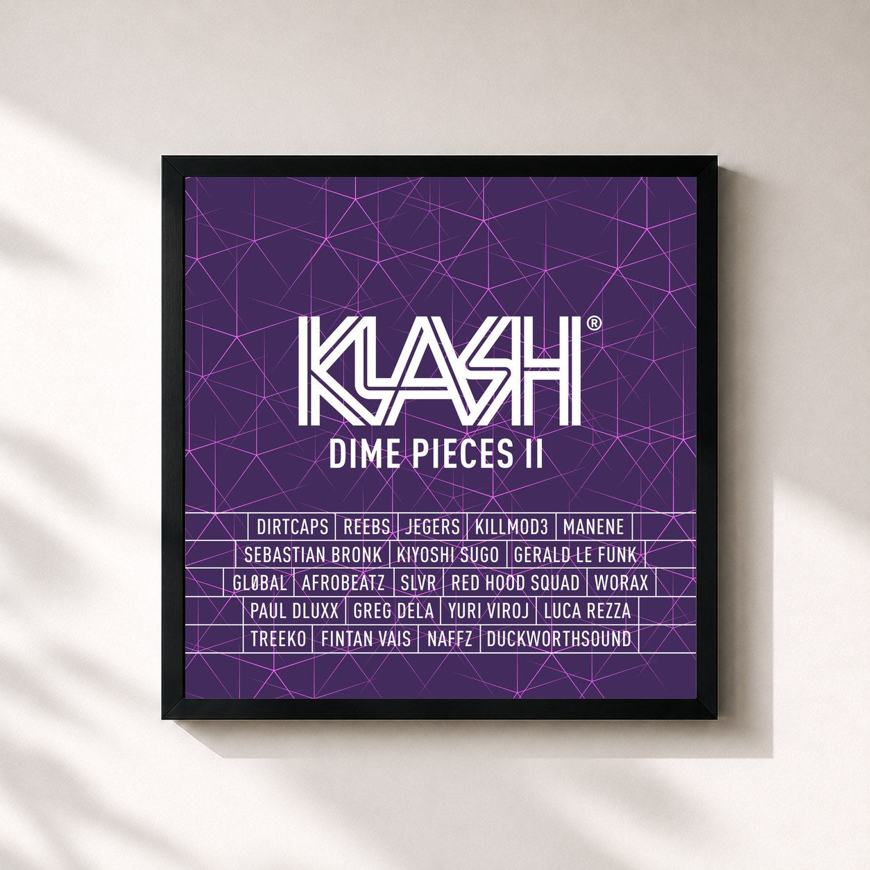 #noir Tableau carré de l'album KLASH: Dime Pieces II de Dirtcaps, cadre noir 32x32 cm