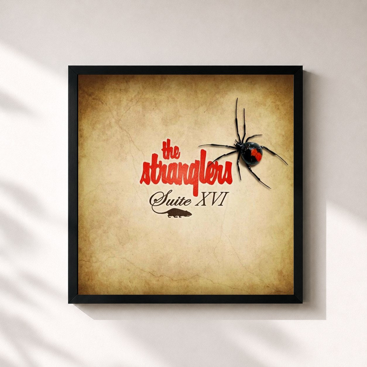 #noir Tableau carré de l'album SuiteXVI (XVI Anniversary Remaster) de The Stranglers, cadre noir 32x32 cm