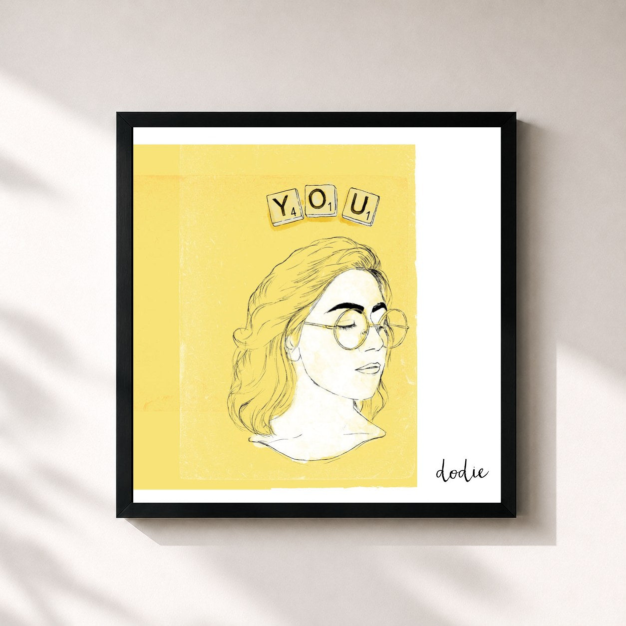 #noir Tableau carré de l'album You - EP de dodie, cadre noir 32x32 cm