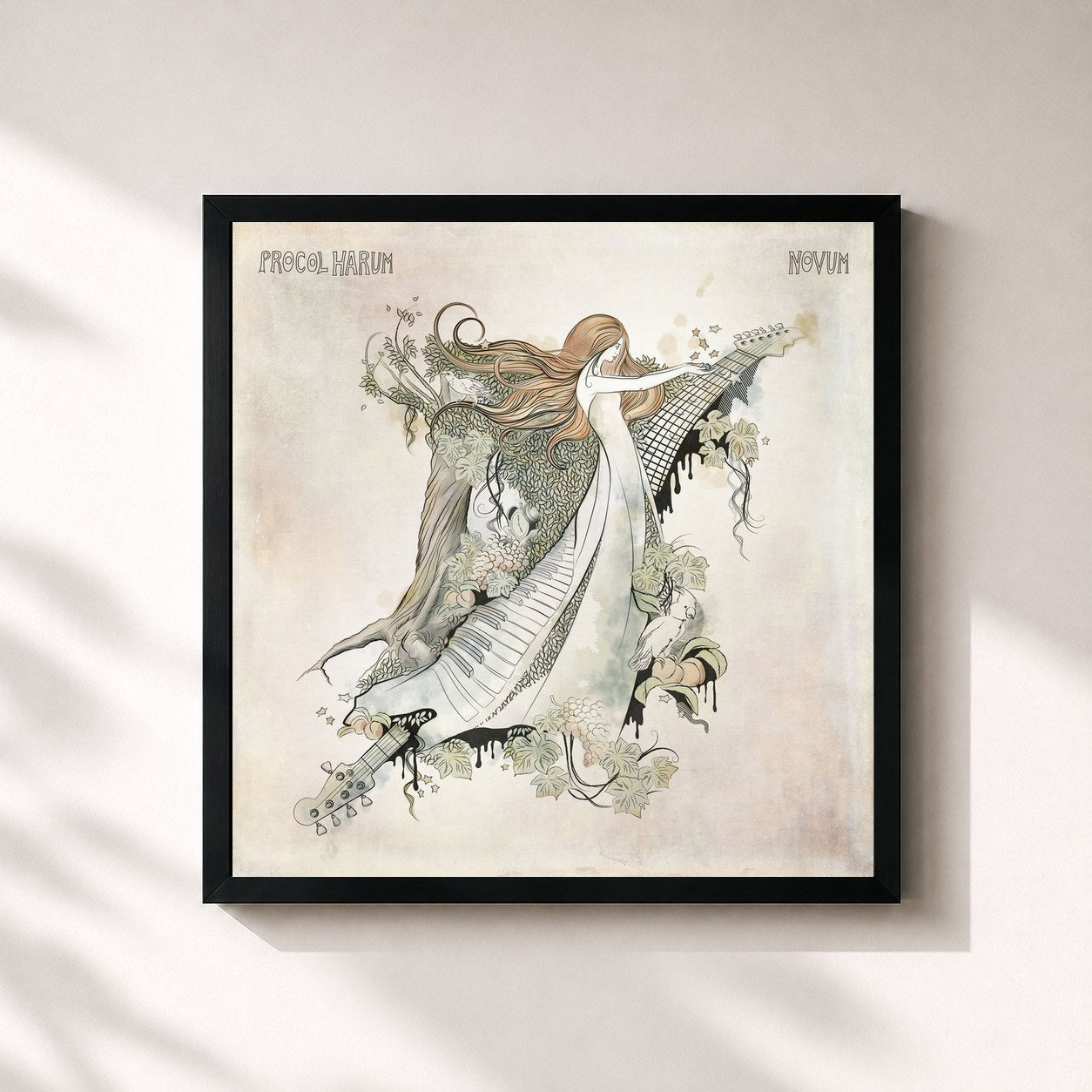#noir Tableau carré de l'album Novum de Procol Harum, cadre noir 32x32 cm