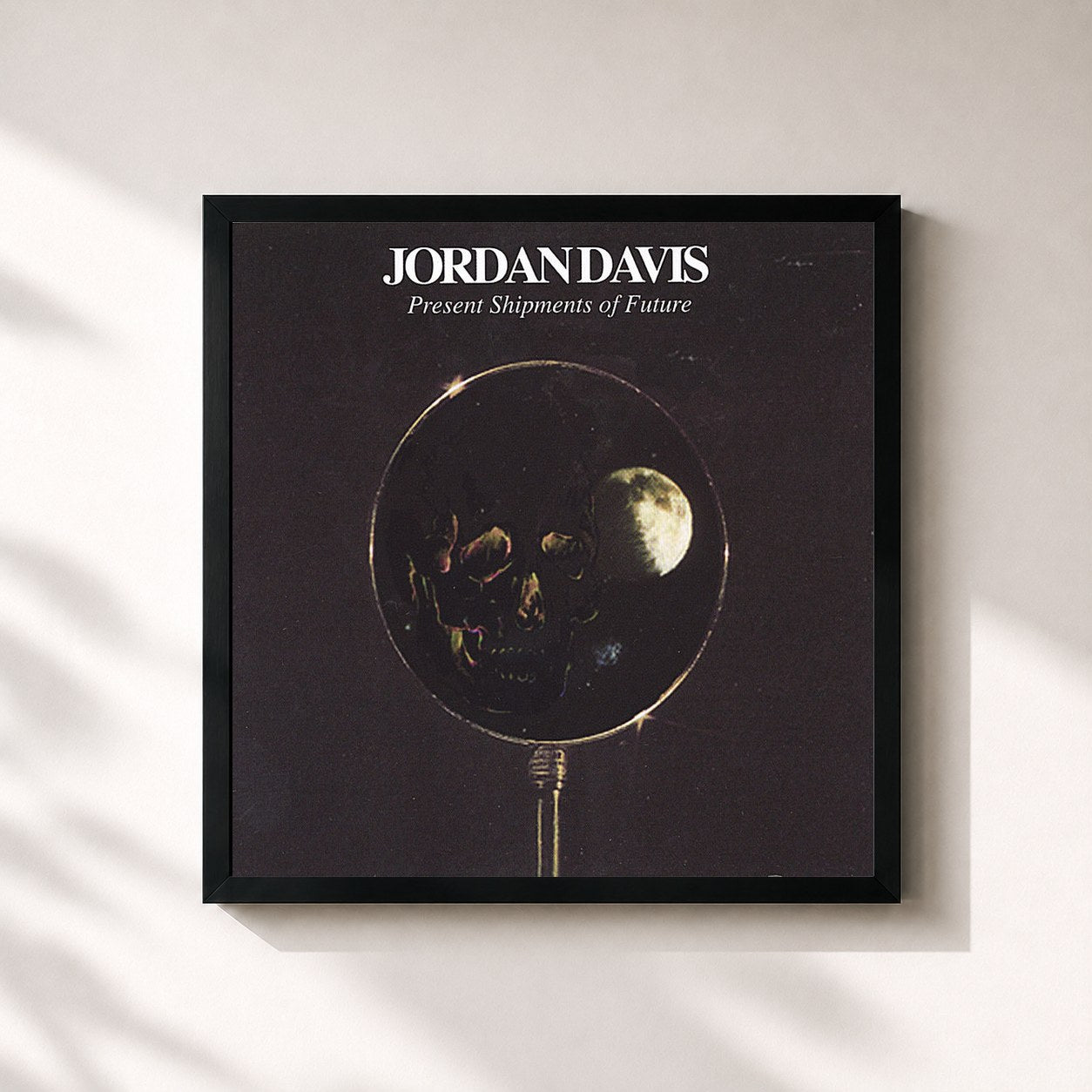 #noir Tableau carré de l'album Present Shipments of Future de Jordan Davis, cadre noir 32x32 cm