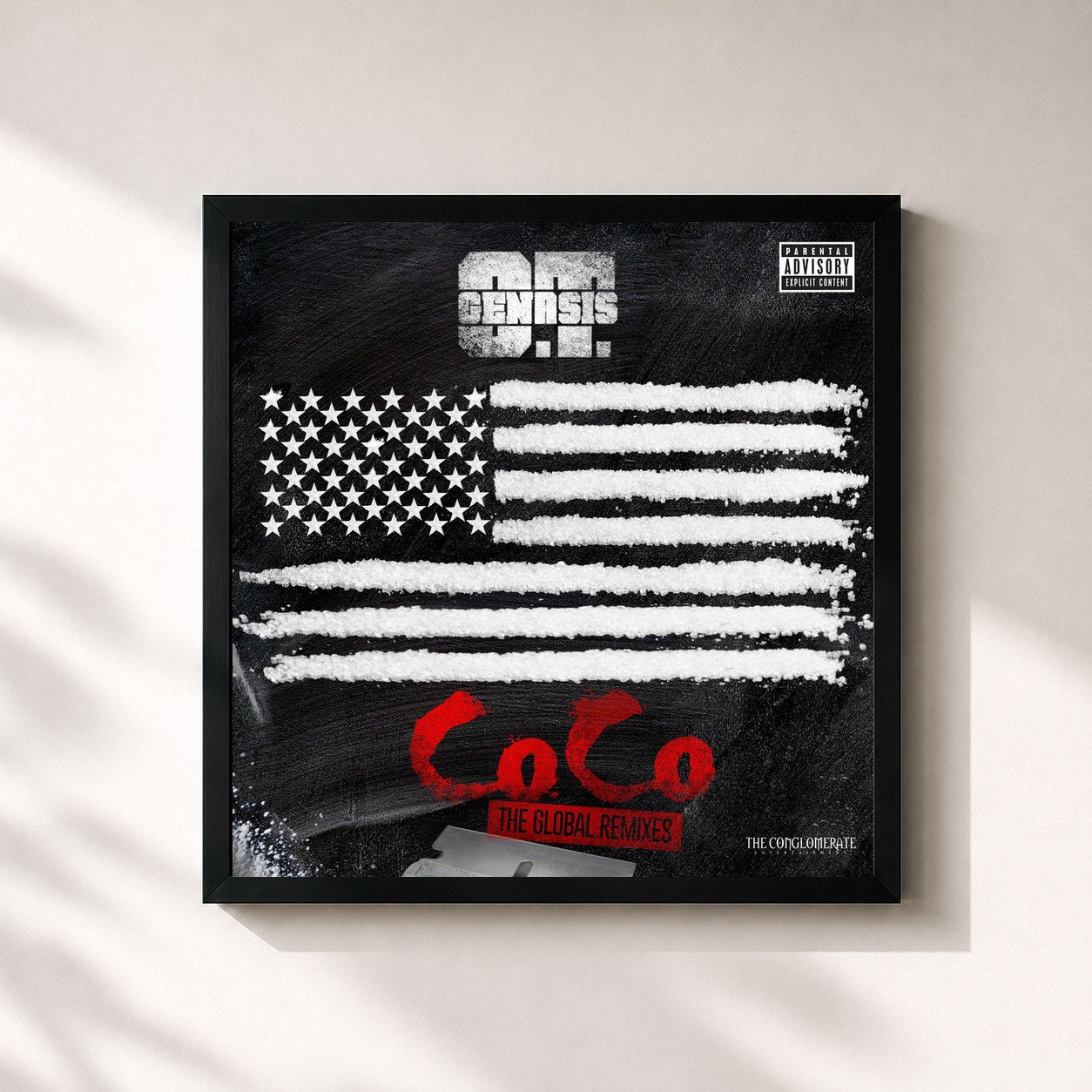 #noir Tableau carré de l'album CoCo: The Global Remixes de O.T. Genasis, cadre noir 32x32 cm
