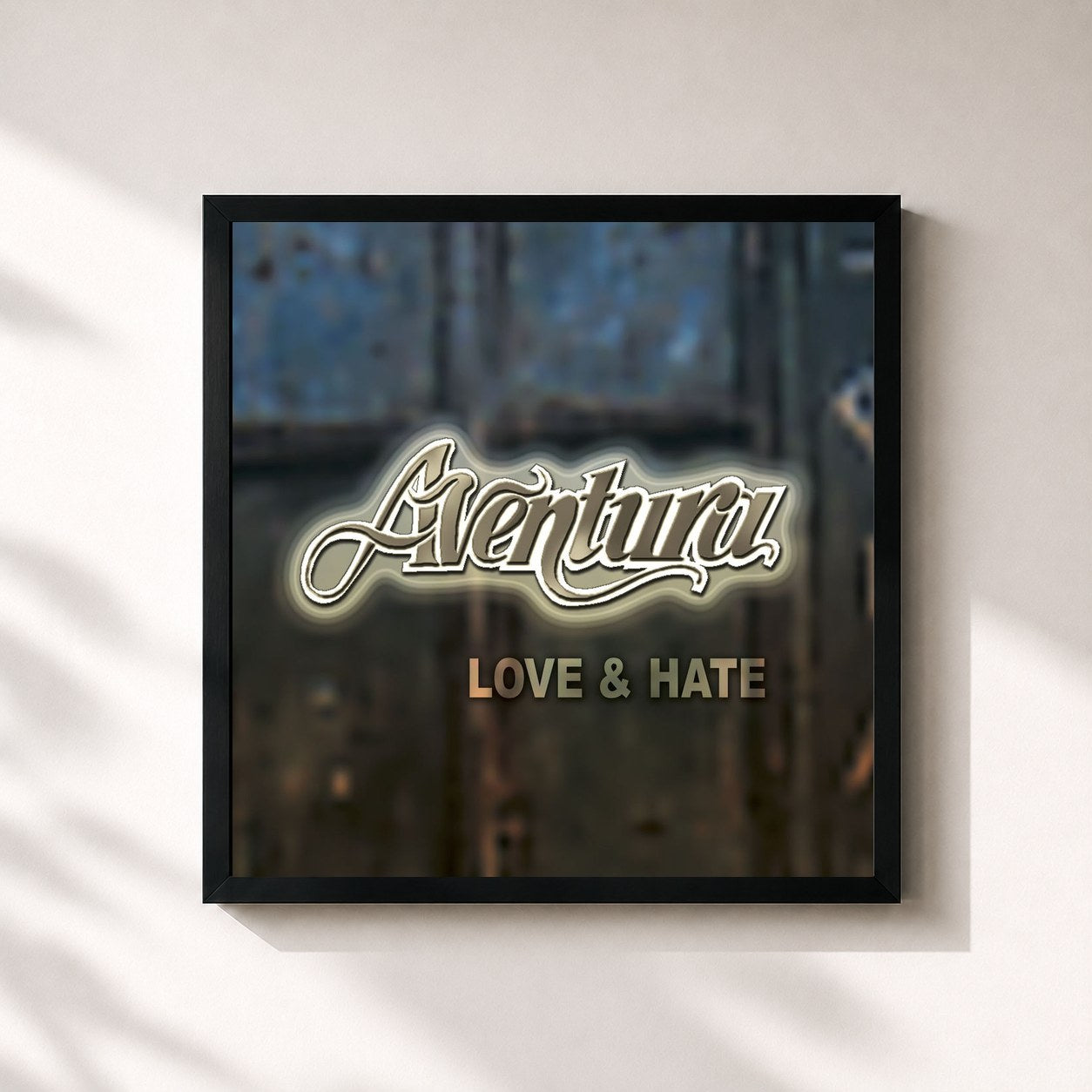 #noir Tableau carré de l'album Love & Hate de Aventura, cadre noir 32x32 cm