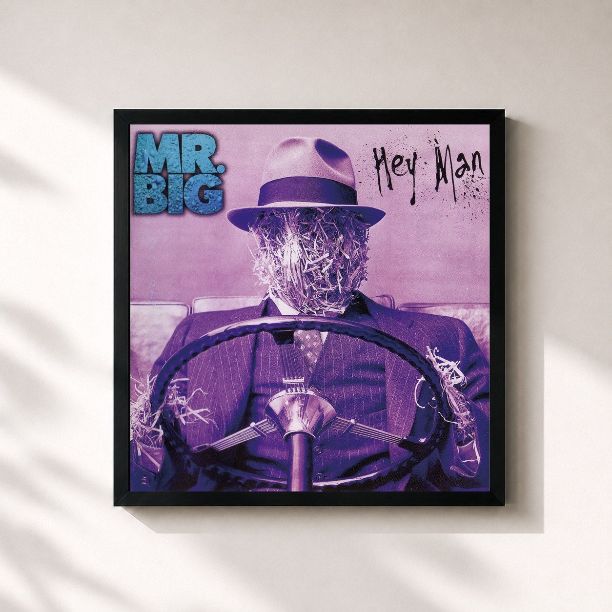 #noir Tableau carré de l'album Hey Man (30th Anniversary Edition) de Mr. Big, cadre noir 32x32 cm