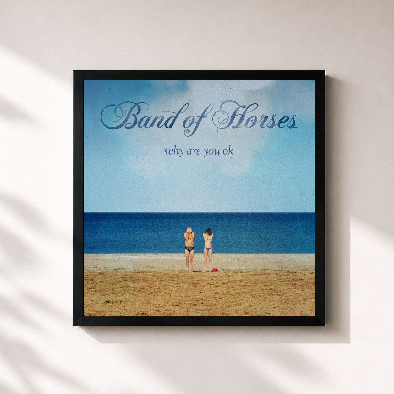 #noir Tableau carré de l'album Why Are You OK de Band of Horses, cadre noir 32x32 cm