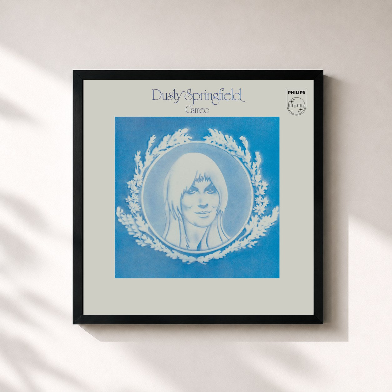 #noir Tableau carré de l'album Cameo de Dusty Springfield, cadre noir 32x32 cm
