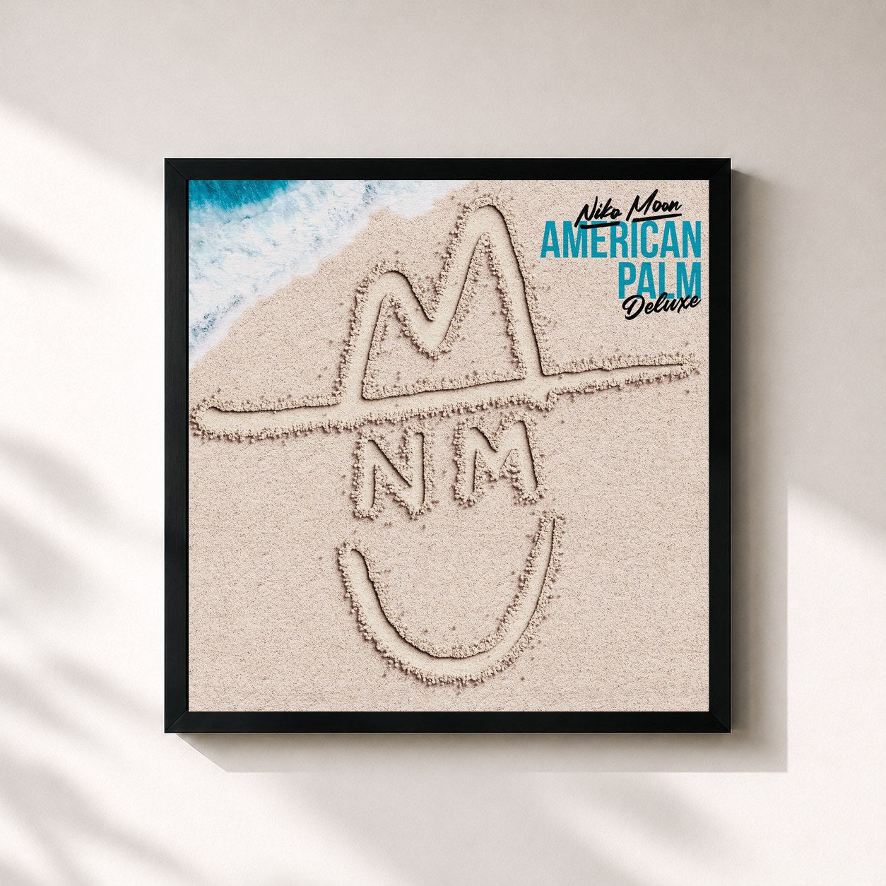 #noir Tableau carré de l'album AMERICAN PALM (Deluxe) de Niko Moon, cadre noir 32x32 cm