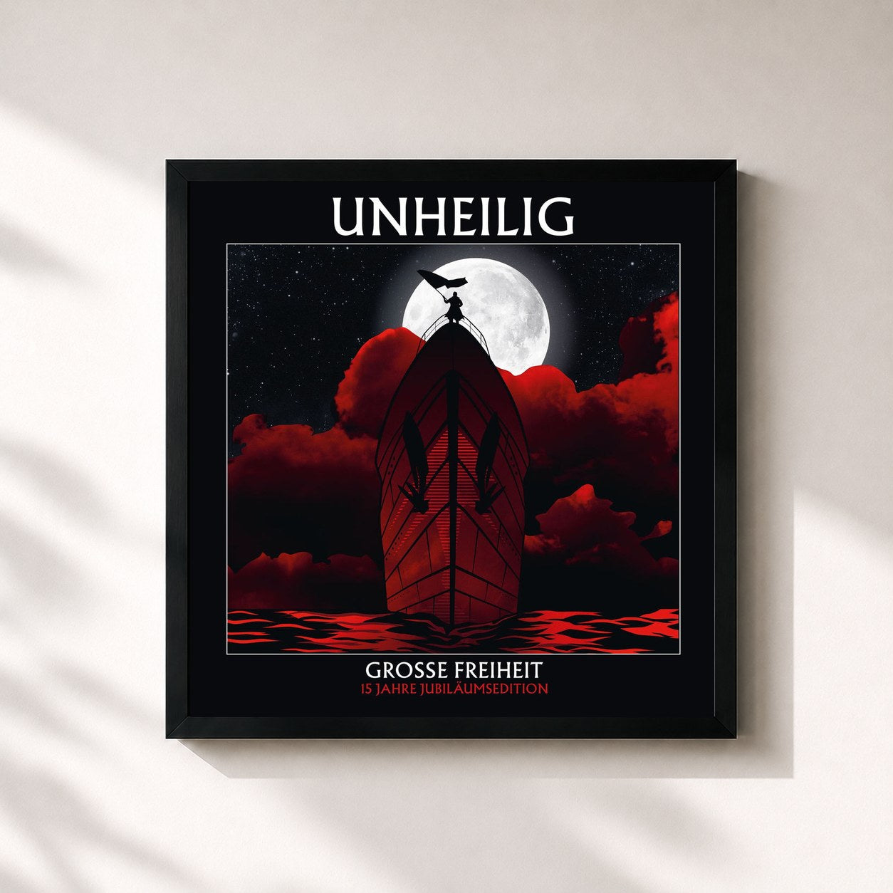 #noir Tableau carré de l'album Grosse Freiheit (15 Jahre Jubiläumsedition) de Unheilig, cadre noir 32x32 cm