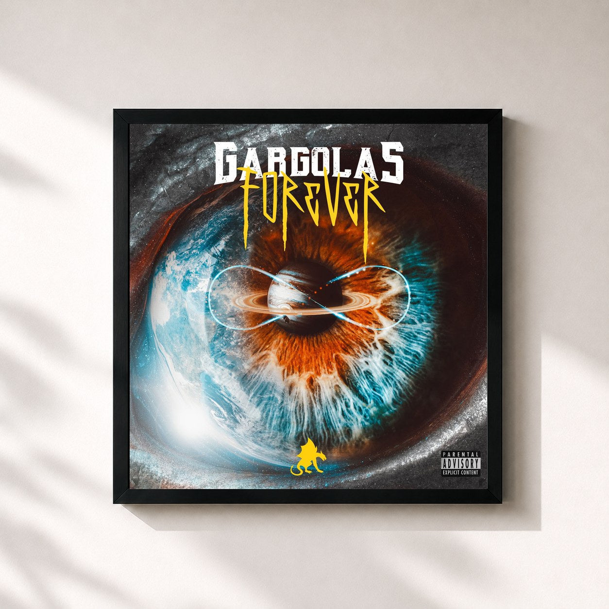 #noir Tableau carré de l'album Gárgolas Forever de Alex Gargolas, cadre noir 32x32 cm