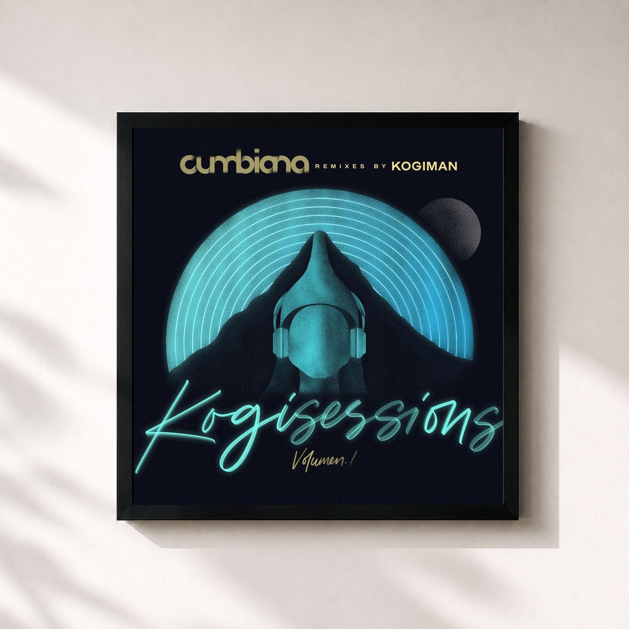 #noir Tableau carré de l'album KOGI SESSIONS, Vol. 1 (Cumbiana Remixes) de Carlos Vives, cadre noir 32x32 cm