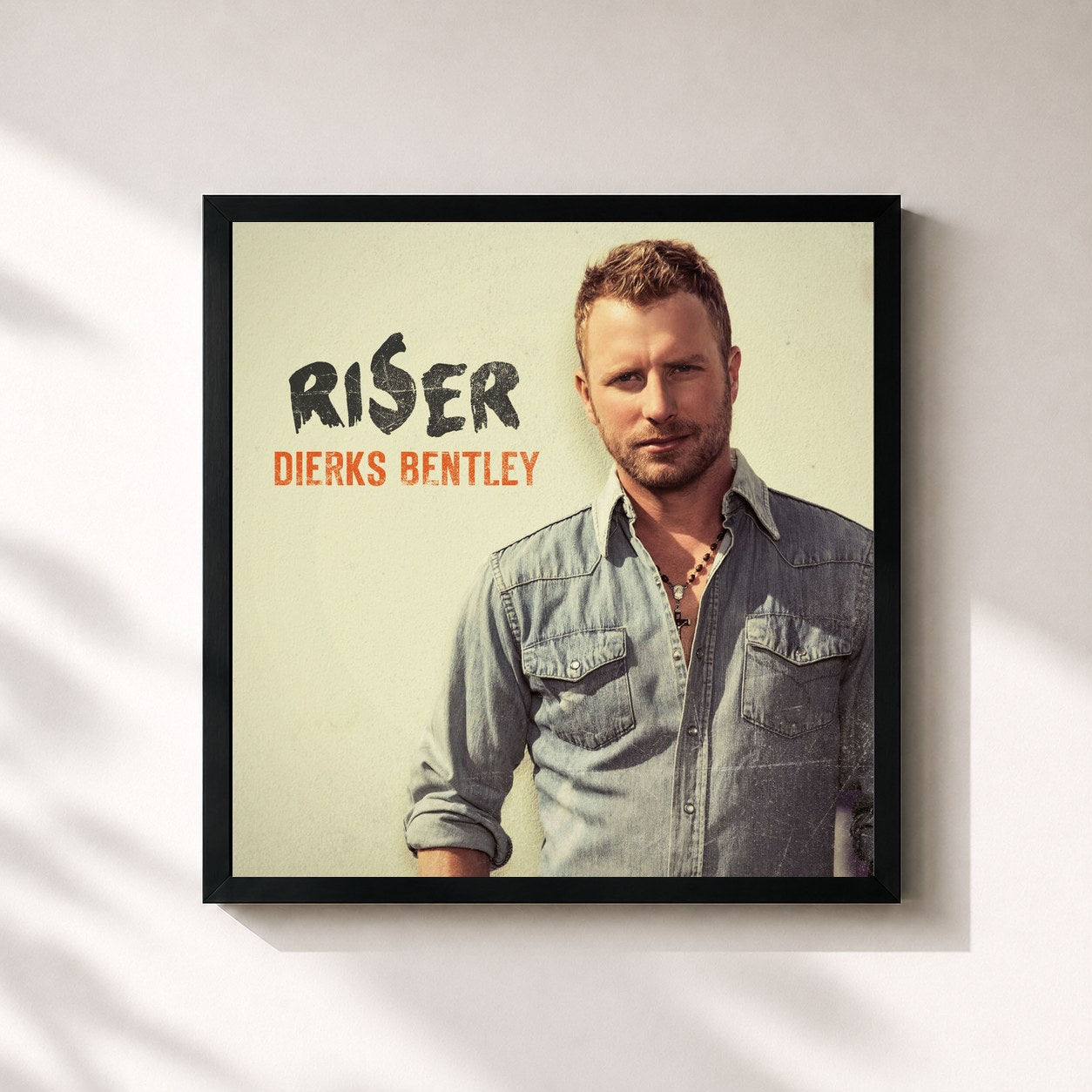 #noir Tableau carré de l'album RISER de Dierks Bentley, cadre noir 32x32 cm