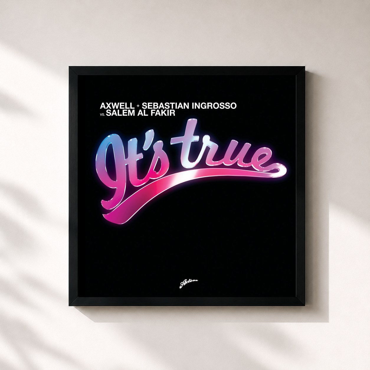 #noir Tableau carré de l'album It's True de Axwell, cadre noir 32x32 cm