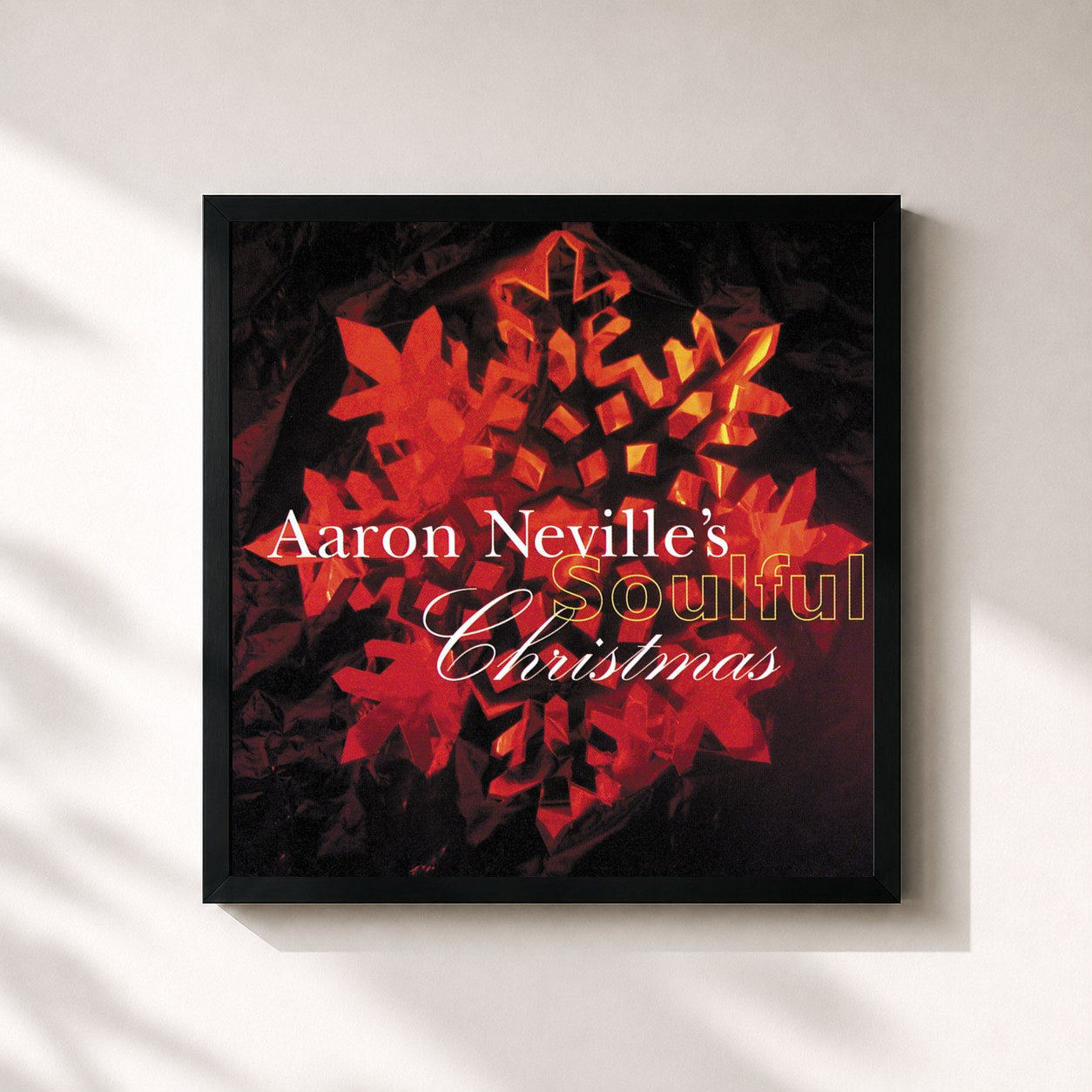#noir Tableau carré de l'album Aaron Neville's Soulful Christmas de Aaron Neville, cadre noir 32x32 cm