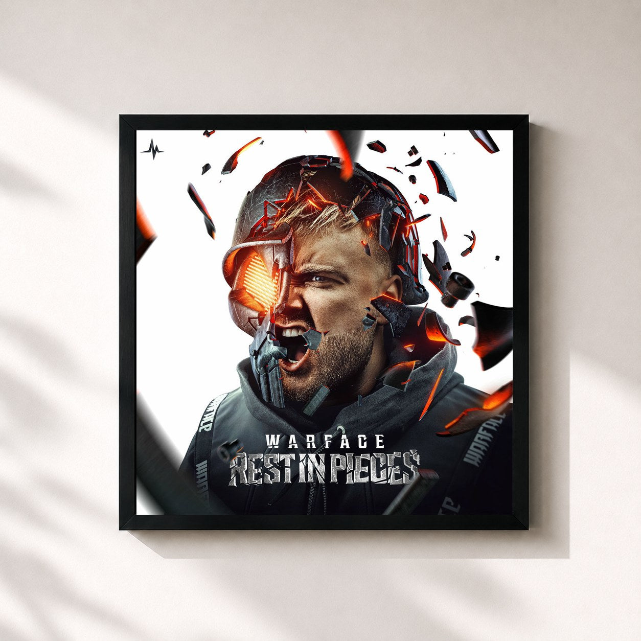 #noir Tableau carré de l'album Rest In Pieces de Warface, cadre noir 32x32 cm