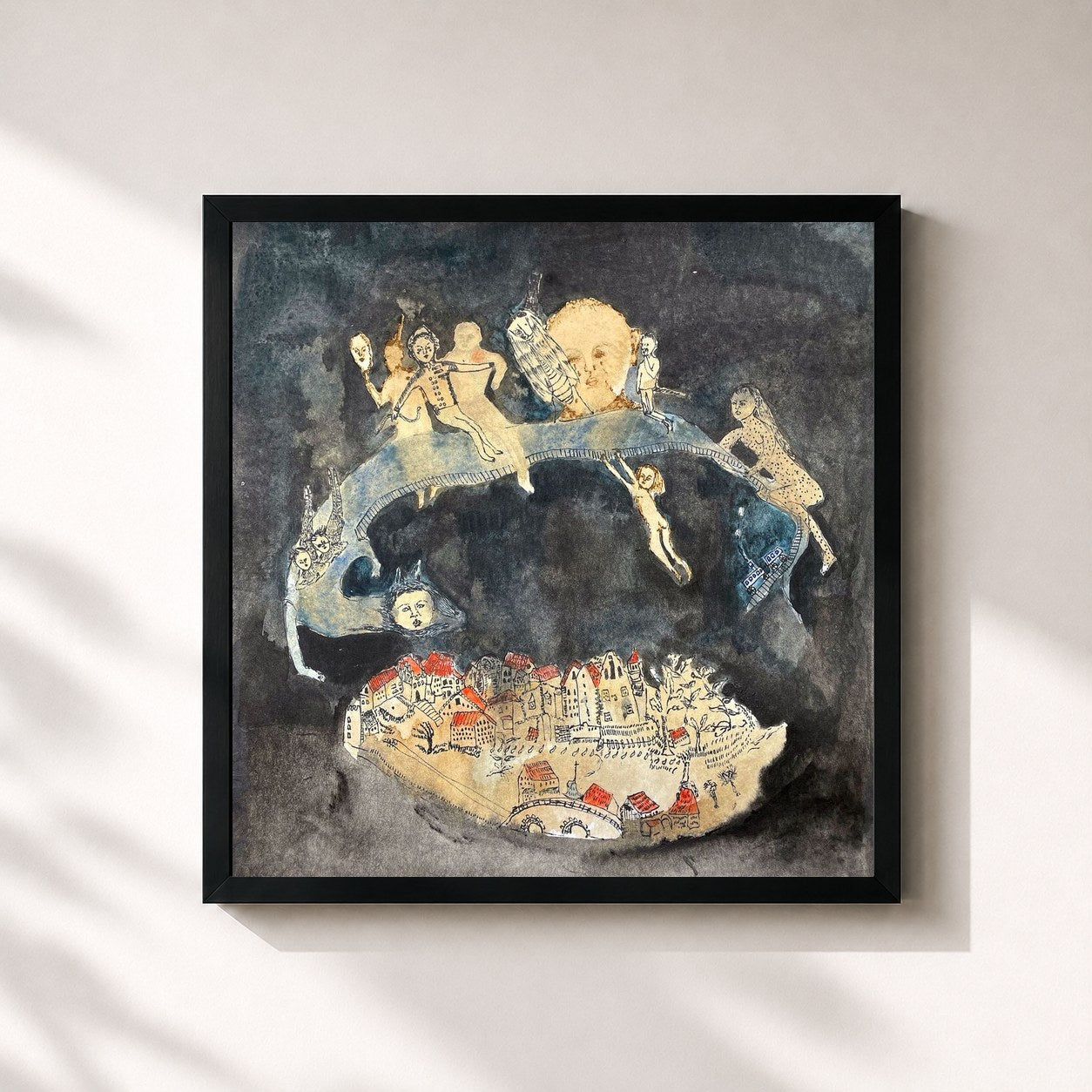 #noir Tableau carré de l'album Scarabocchi de chiello, cadre noir 32x32 cm
