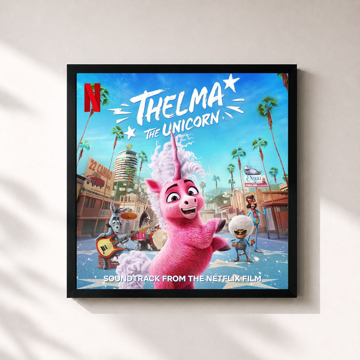 #noir Tableau carré de l'album Thelma The Unicorn (Soundtrack from the Netflix Film) de Brittany Howard, cadre noir 32x32 cm