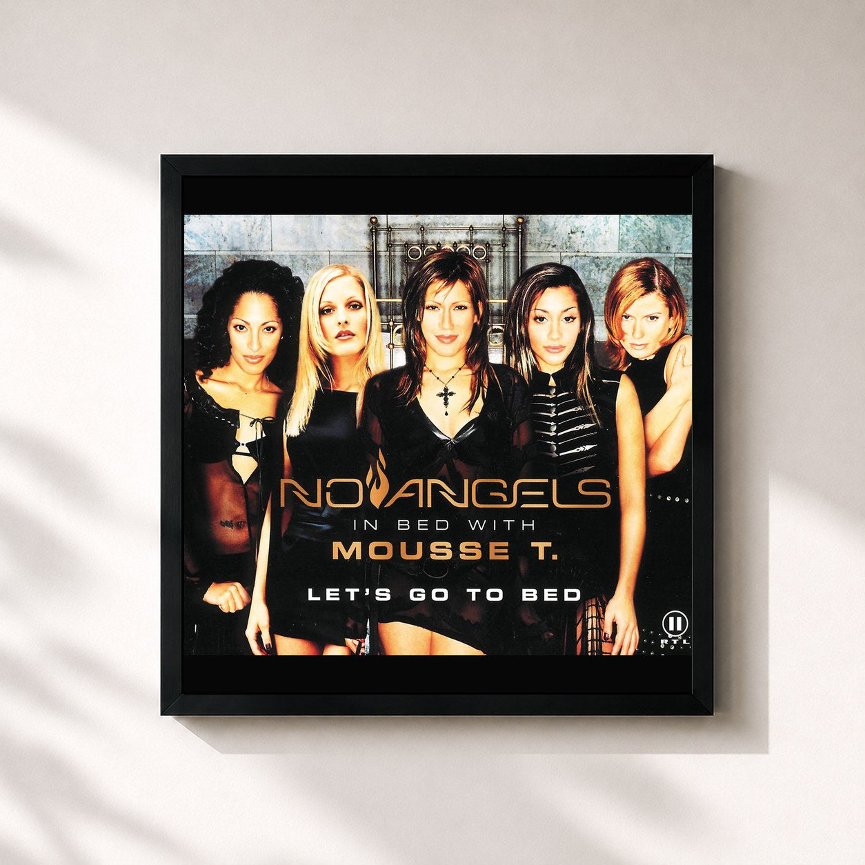 #noir Tableau carré de l'album Let's Go to Bed de No Angels, cadre noir 32x32 cm