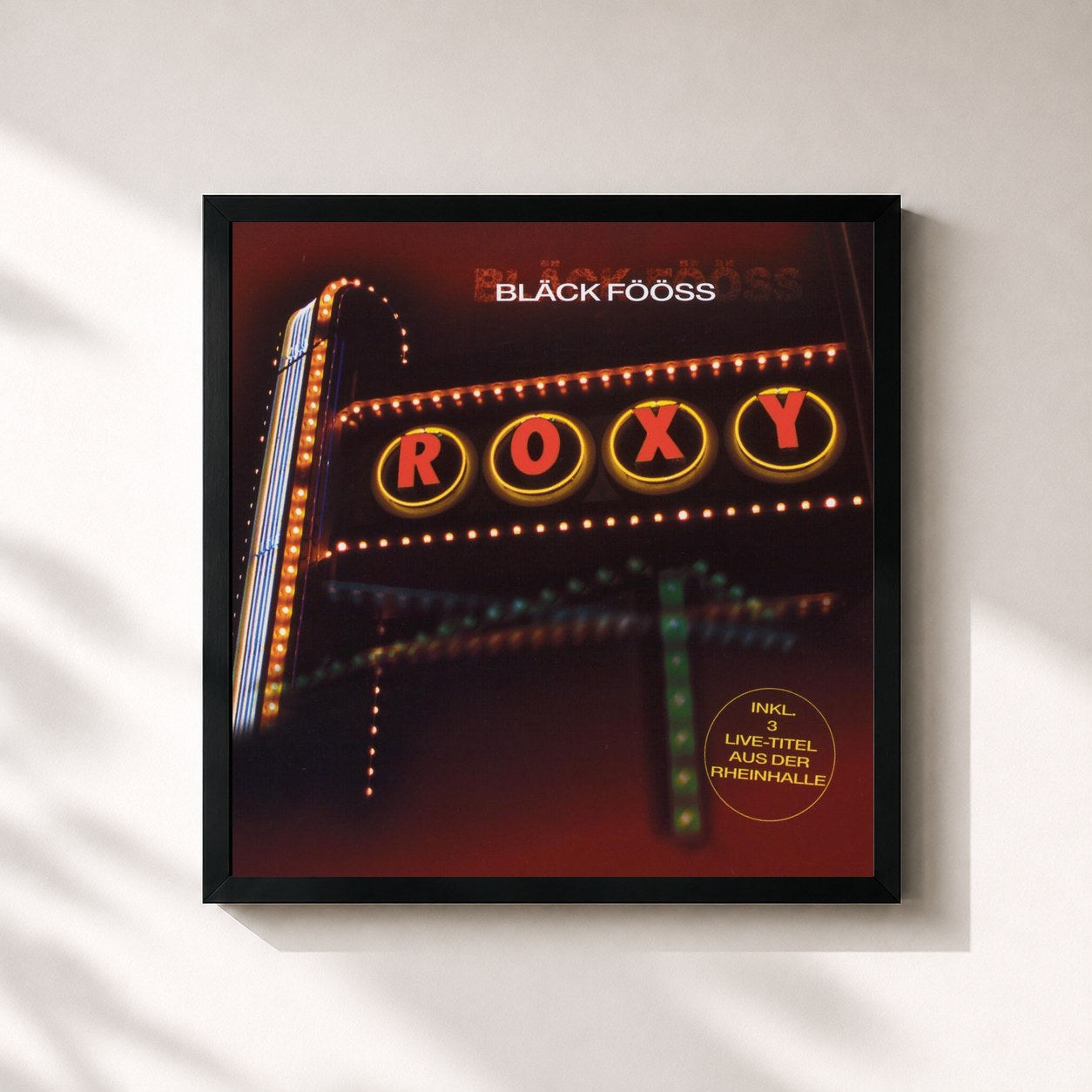 #noir Tableau carré de l'album Roxy de Bläck Fööss, cadre noir 32x32 cm