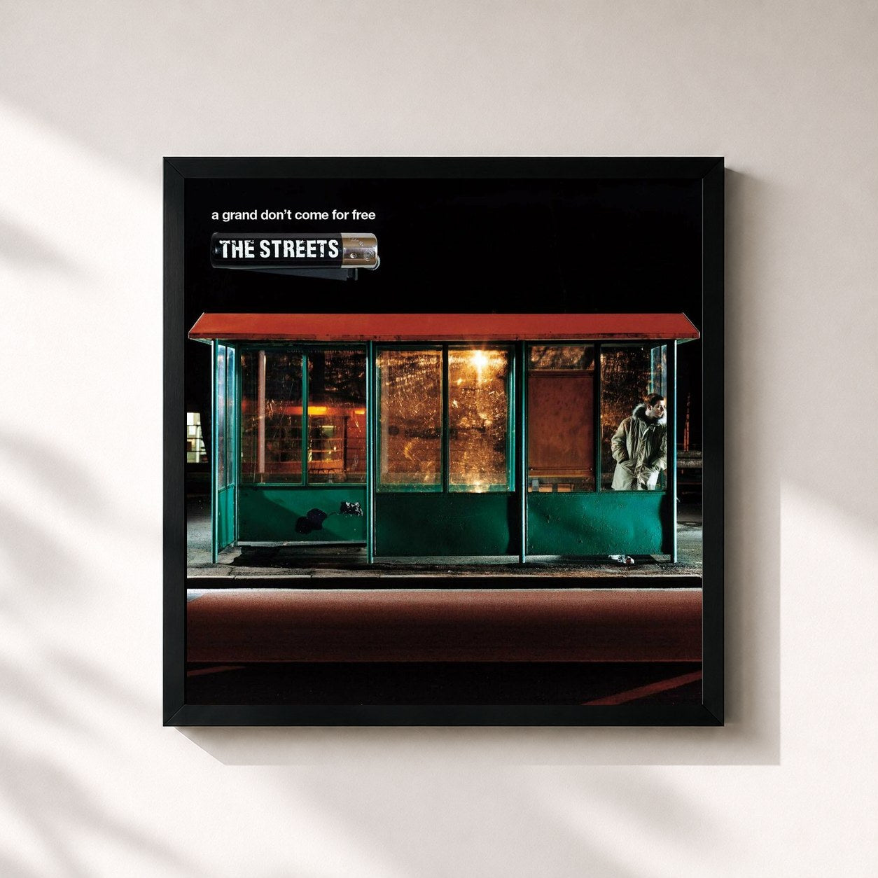 #noir Tableau carré de l'album A Grand Don't Come for Free de The Streets, cadre noir 32x32 cm