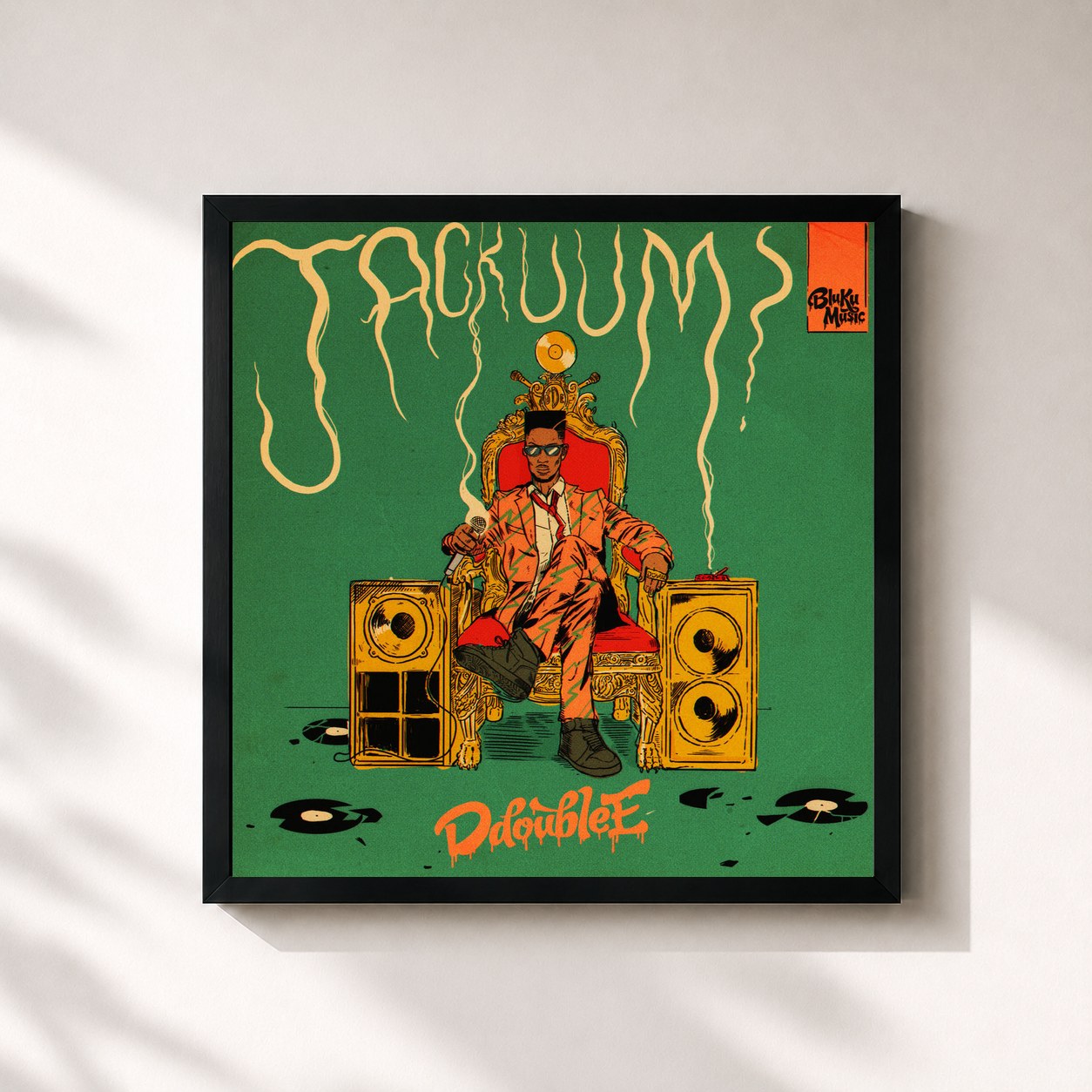 #noir Tableau carré de l'album Jackuum de D Double E, cadre noir 32x32 cm
