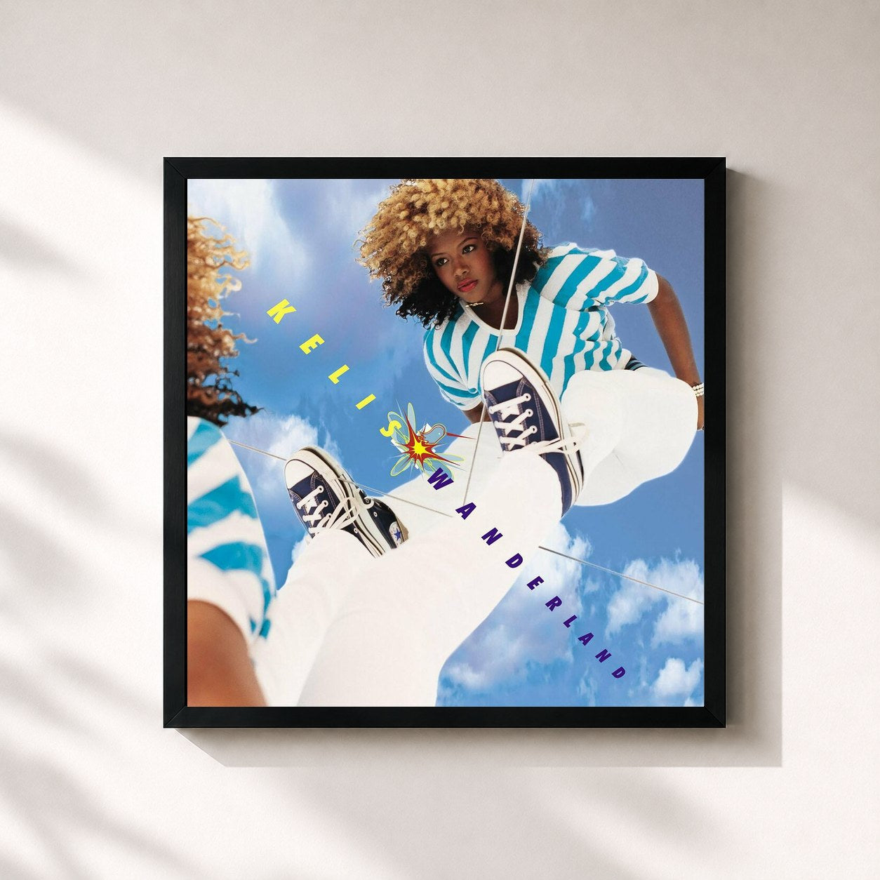 #noir Tableau carré de l'album Wanderland de Kelis, cadre noir 32x32 cm