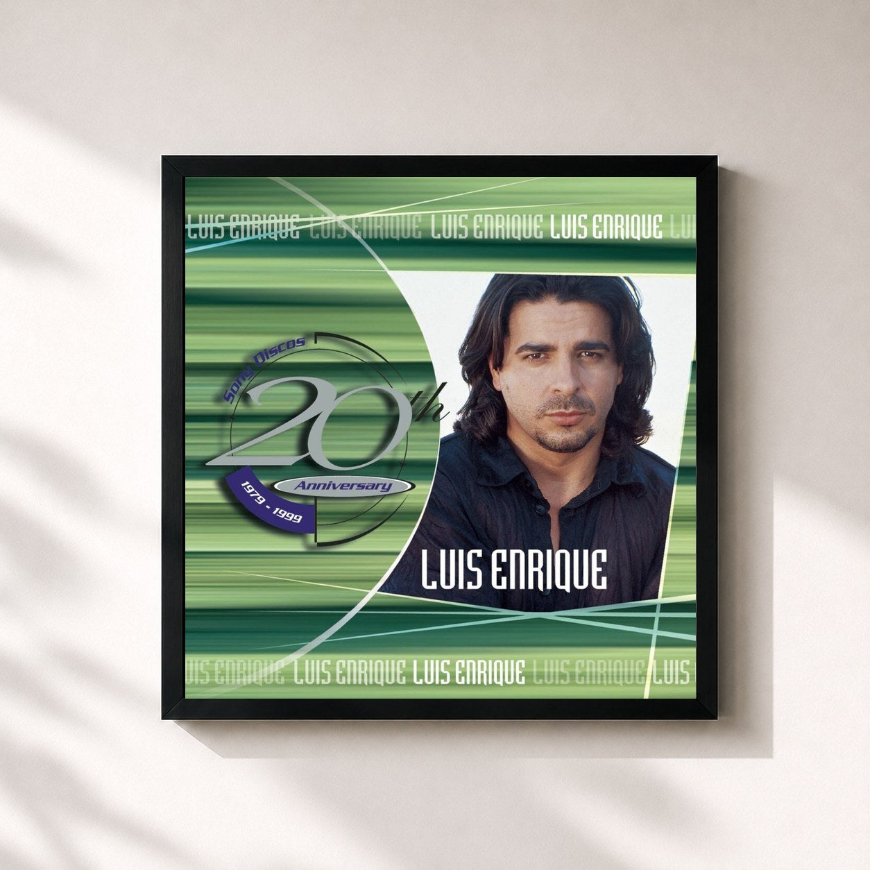 #noir Tableau carré de l'album 20th Anniversary de Luis Enrique, cadre noir 32x32 cm