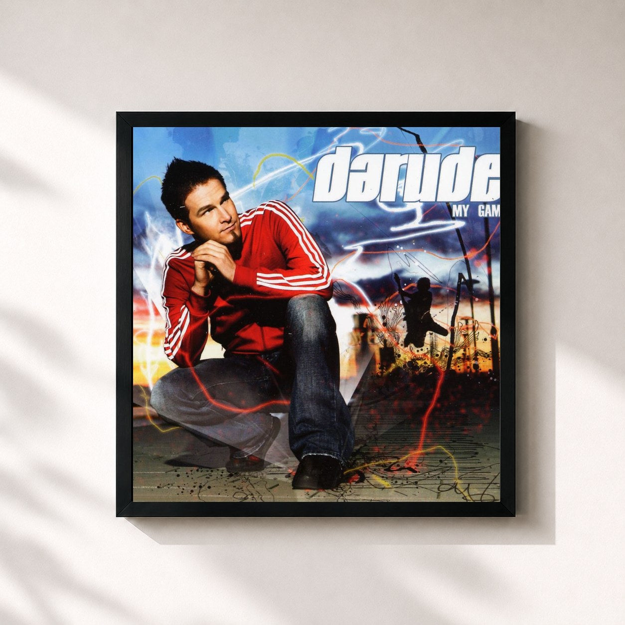 #noir Tableau carré de l'album My Game de Darude, cadre noir 32x32 cm