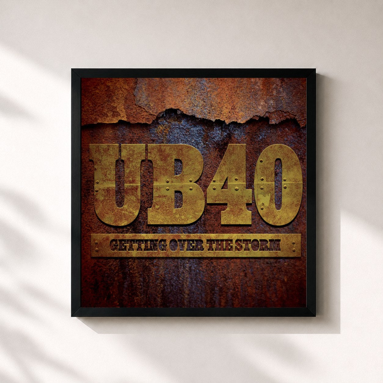 #noir Tableau carré de l'album Getting Over The Storm de UB40, cadre noir 32x32 cm