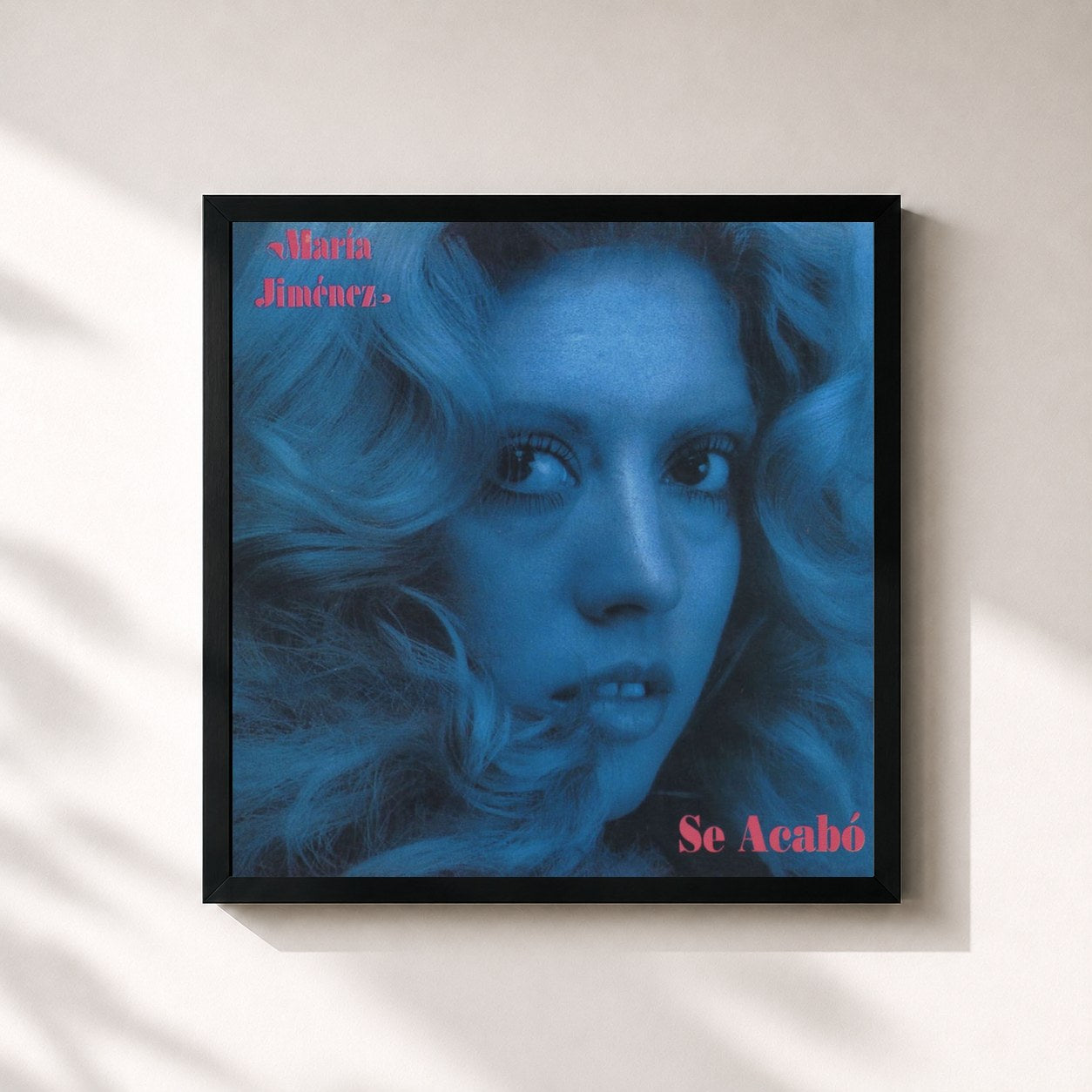 #noir Tableau carré de l'album Se acabo de Maria Jimenez, cadre noir 32x32 cm
