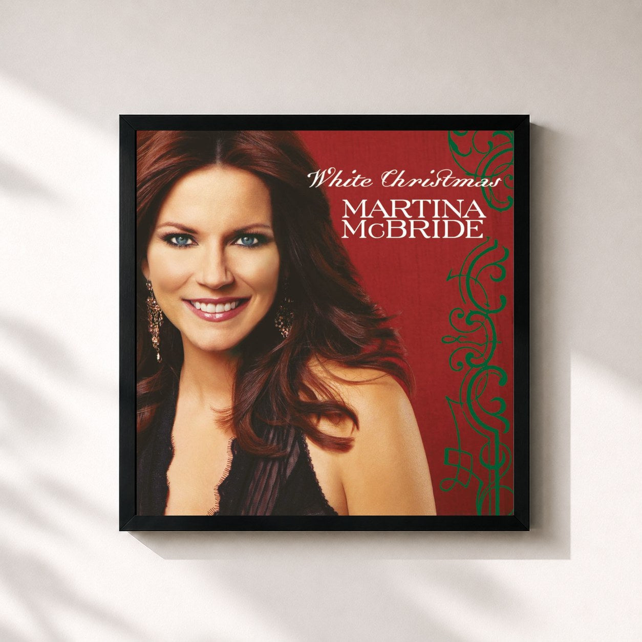 #noir Tableau carré de l'album White Christmas de Martina McBride, cadre noir 32x32 cm