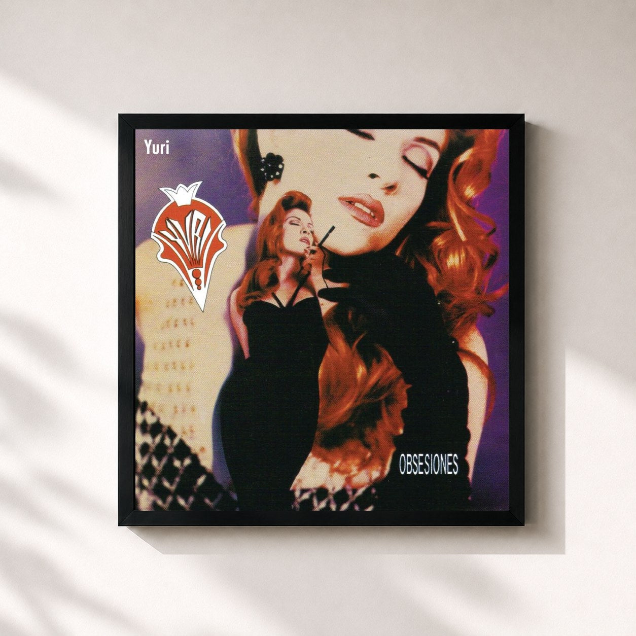 #noir Tableau carré de l'album Obsesiones de Yuri, cadre noir 32x32 cm