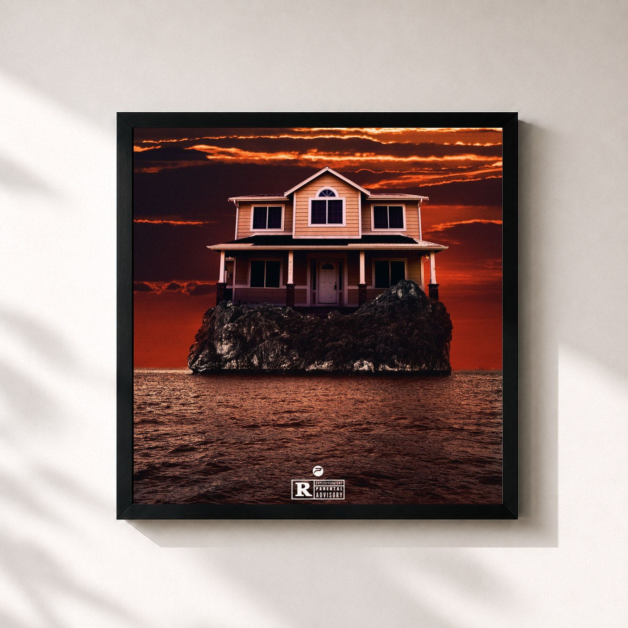 #noir Tableau carré de l'album Any Minute Now de D-Block Europe, cadre noir 32x32 cm