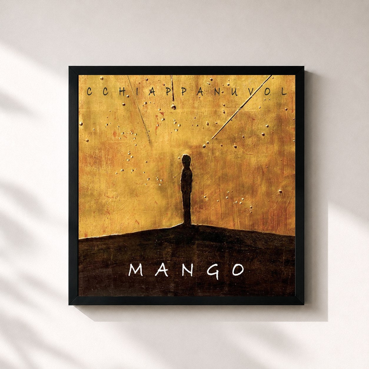 #noir Tableau carré de l'album Acchiappanuvole de Mango, cadre noir 32x32 cm