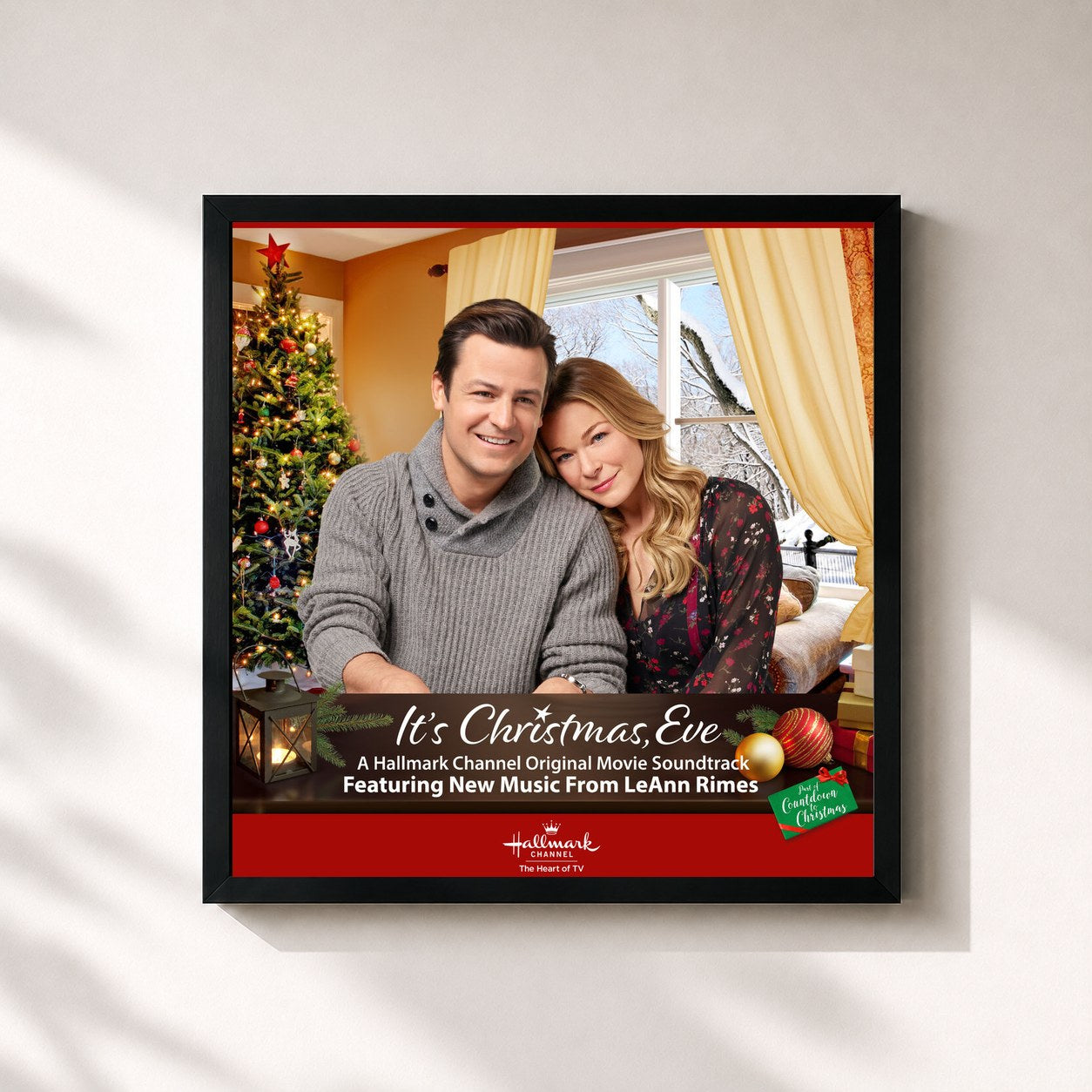 #noir Tableau carré de l'album It's Christmas, Eve (Original Motion Picture Soundtrack) de LeAnn Rimes, cadre noir 32x32 cm