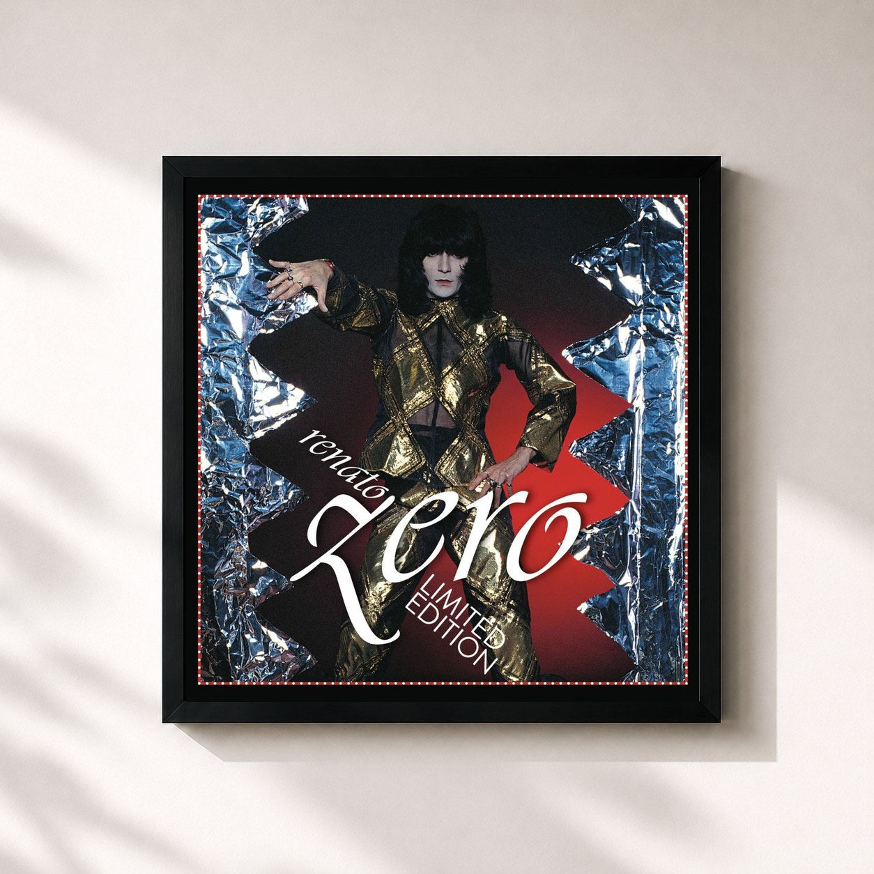 #noir Tableau carré de l'album Trapezio - Zerofobia de Renato Zero, cadre noir 32x32 cm