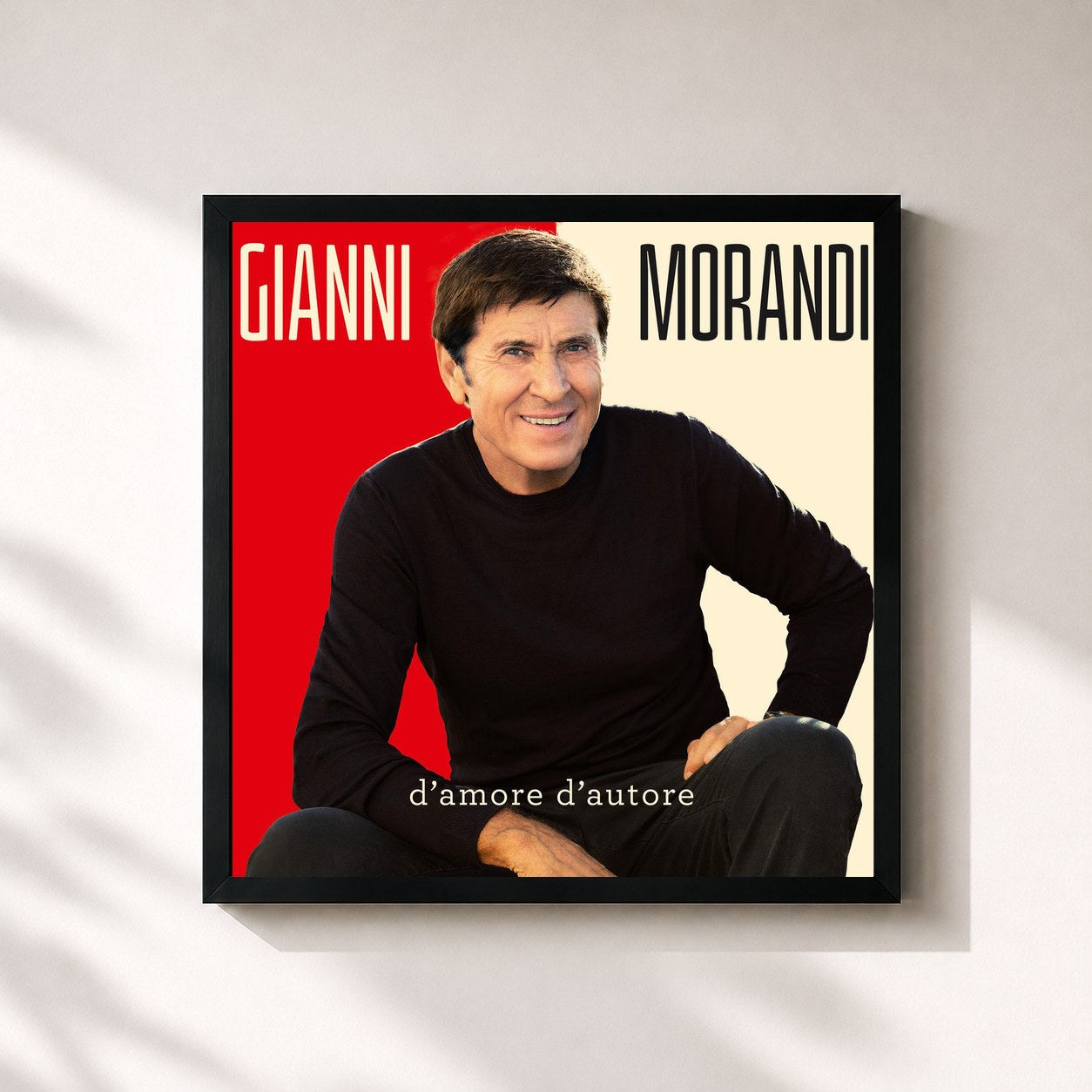 #noir Tableau carré de l'album d'amore d'autore de Gianni Morandi, cadre noir 32x32 cm