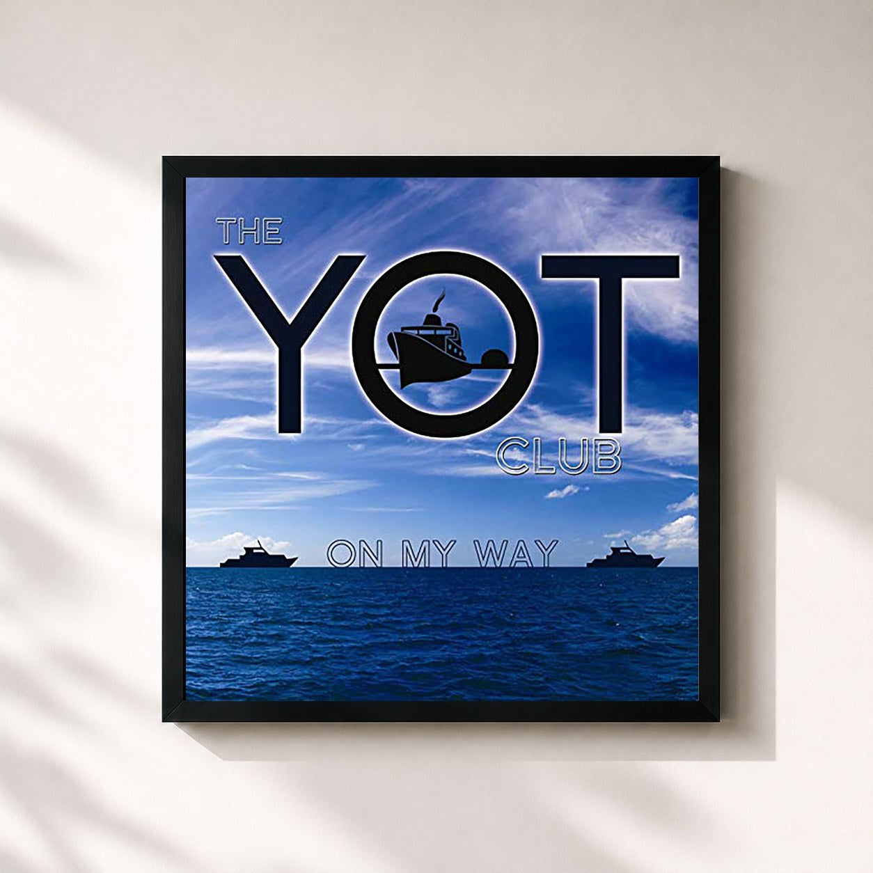 #noir Tableau carré de l'album On My Way de Yot Club, cadre noir 32x32 cm