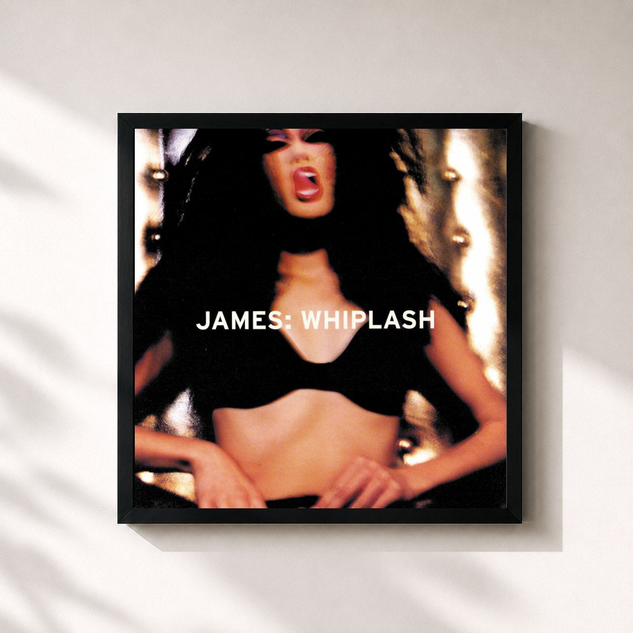#noir Tableau carré de l'album Whiplash de James, cadre noir 32x32 cm