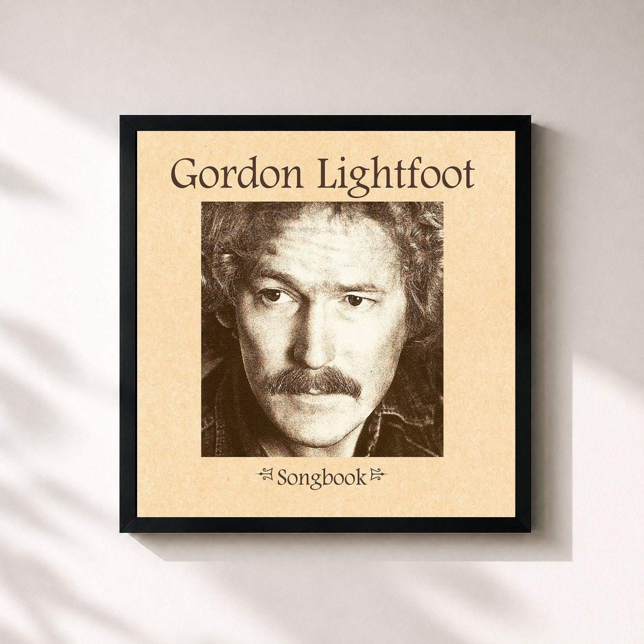#noir Tableau carré de l'album Songbook de Gordon Lightfoot, cadre noir 32x32 cm