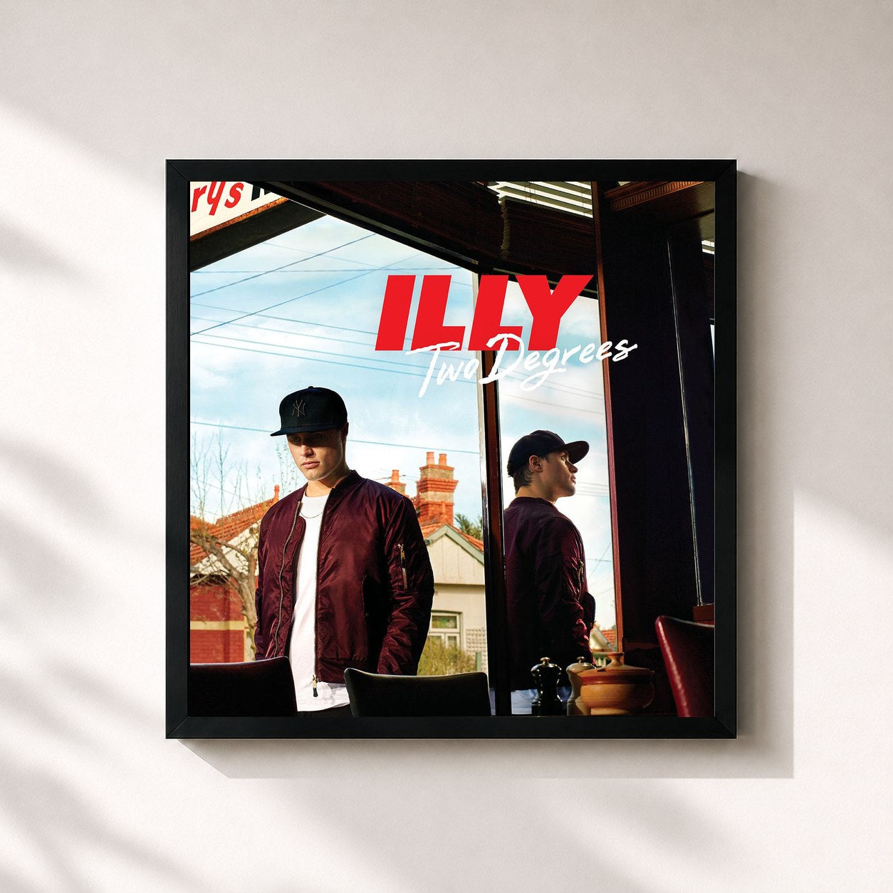 #noir Tableau carré de l'album Two Degrees de Illy, cadre noir 32x32 cm